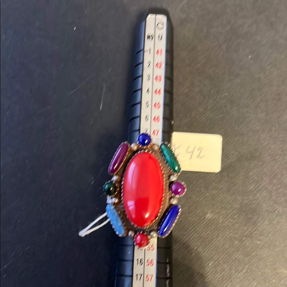 Multicolor Gemstone Silver Ring - image 3